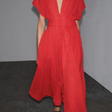 Freya – Rochie Midi de Damă Elegantă din Bumbac cu Croi Lejer