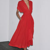 Freya – Rochie Midi de Damă Elegantă din Bumbac cu Croi Lejer