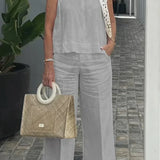 ZURI – COSTUM FĂRĂ MÂNECI DIN BUMBAC ȘI IN