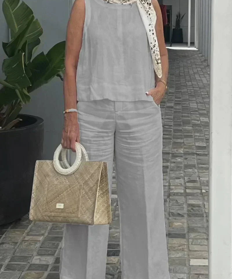 ZURI – COSTUM FĂRĂ MÂNECI DIN BUMBAC ȘI IN