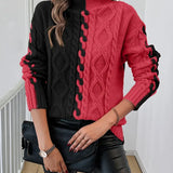 LEOVIA | Pulover Elegant cu Dungi și Guler Înalt