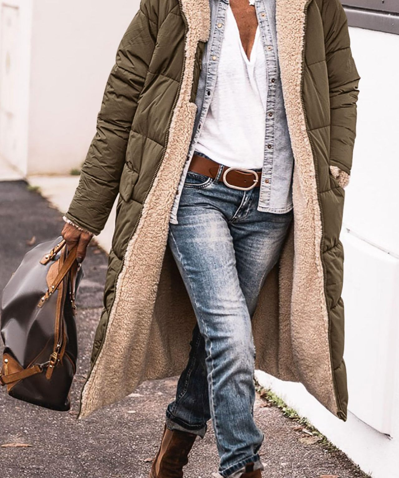 Johna – Mantou de Damă Reversibil din Sherpa cu Glugă Elegantă