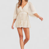 Mira – Rochie Mini Retro de Damă din Dantelă cu Decolteu în V