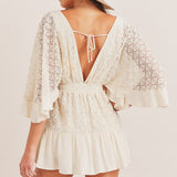 Mira – Rochie Mini Retro de Damă din Dantelă cu Decolteu în V