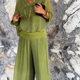 ESMERALDA – SET DIN DOUĂ PIESE CU PANTALONI LARGI DIN CHIFFON ELEGANT
