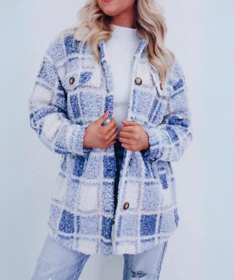 ELINARA - Jachetă din fleece în carouri