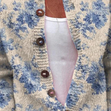 Pulover cardigan cu nasturi pentru femei, imprimeu artistic floral drăguț
