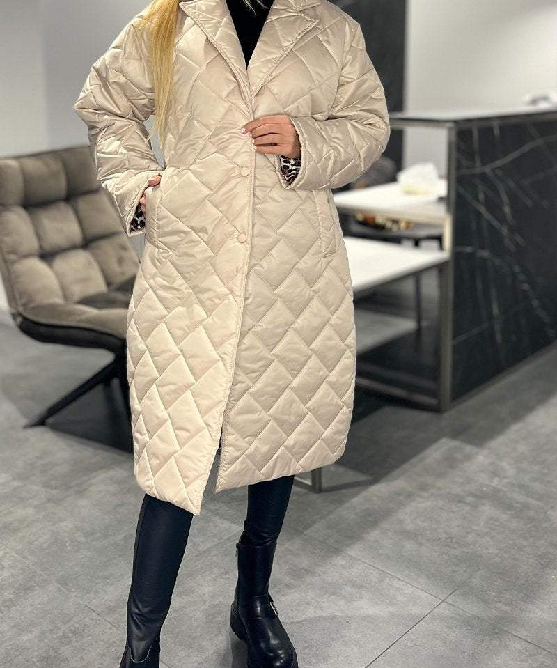 DIASY - Guler Relaxat Palton din Bumbac de Lungime Medie