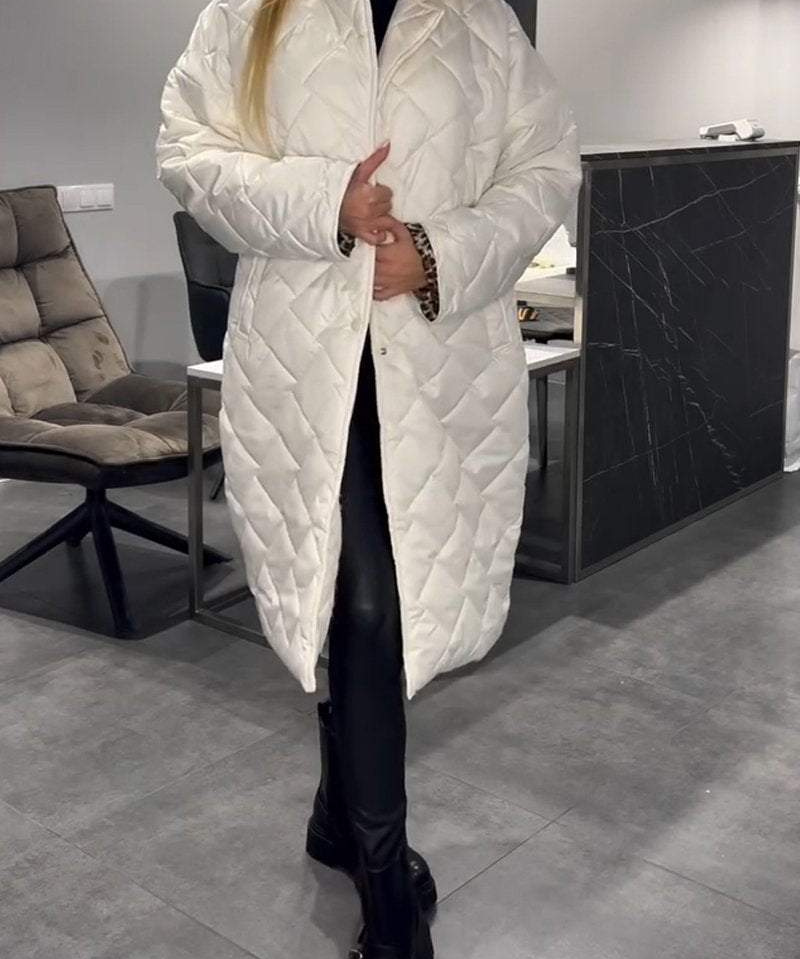 DIASY - Guler Relaxat Palton din Bumbac de Lungime Medie