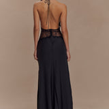 Kalira – Rochie Maxi Damă Elegantă din Satin cu Dantelă Roz