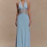 Kalira – Rochie Maxi Damă Elegantă din Satin cu Dantelă Roz