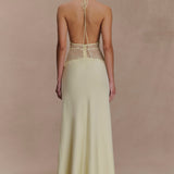 Kalira – Rochie Maxi Damă Elegantă din Satin cu Dantelă Roz