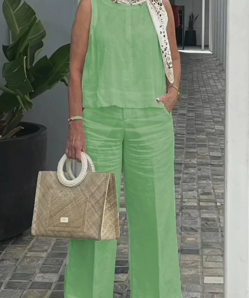 ZURI – COSTUM FĂRĂ MÂNECI DIN BUMBAC ȘI IN