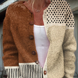 Cardigan minimalist cu nasturi și buline abstracte