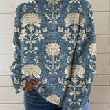 Isla | Pulover Floral Clasic cu Guler Înalt