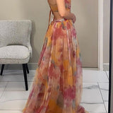 Liora – Rochie de Damă Maxi Elegantă cu Imprimeu Acquerel