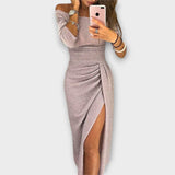 Azja – Rochie Elegantă de Damă Off-Shoulder Croi Ajustat Evenimente