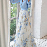 Dolores – Rochie Lungă Damă cu Motiv Floral de Vară Naturală