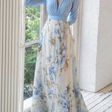 Dolores – Rochie Lungă Damă cu Motiv Floral de Vară Naturală