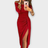 Azja – Rochie Elegantă de Damă Off-Shoulder Croi Ajustat Evenimente