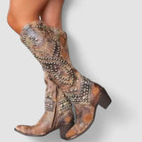 Mary – Botine de Damă Western Până la Genunchi cu Ținte