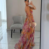 Liora – Rochie de Damă Maxi Elegantă cu Imprimeu Acquerel