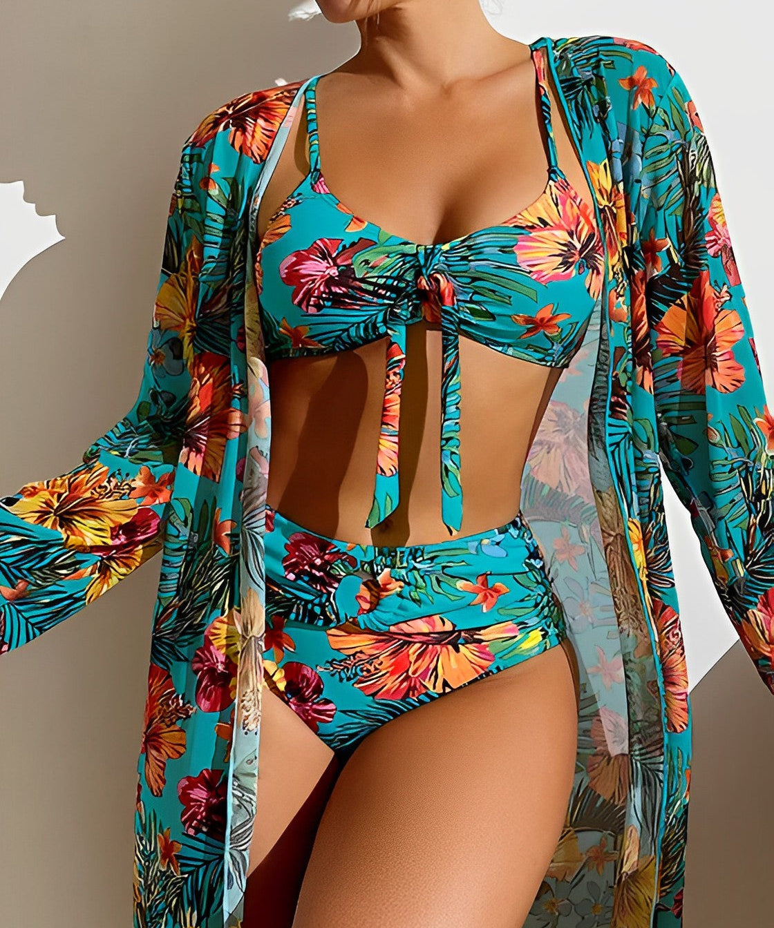 ALANI – SET DE BIKINI CU PRINT TROPICAL ȘI CAPA