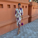 Hedwig – Rochie Midi de Damă Artistică cu Legare în Talie