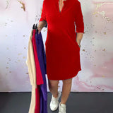 Lina – Rochie Polo Damă Confortabilă cu Mâneci 3/4