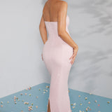 Yasmin – Rochie Maxi Elegantă cu Decolteu Drapat și Detalii Strălucitoare