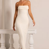 Yasmin – Rochie Maxi Elegantă cu Decolteu Drapat și Detalii Strălucitoare