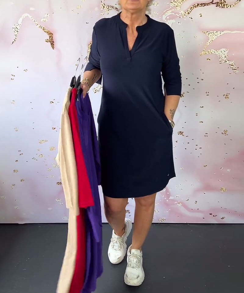 Lina – Rochie Polo Damă Confortabilă cu Mâneci 3/4