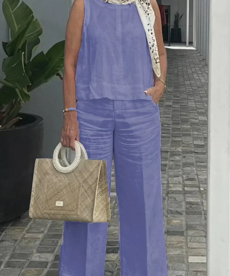 ZURI – COSTUM FĂRĂ MÂNECI DIN BUMBAC ȘI IN