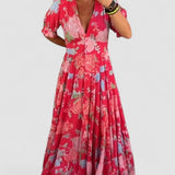 Ellis | Rochie cu Flori și Decolteu în V