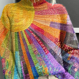 Alice | Pulover cu guler înalt, imprimeu colaj colorat