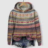 Fluff Fermecat – Hanorac Damă Retro Cu Imprimeu Etnic și Croială Lejeră