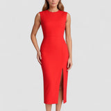 Carolin – Rochie Midi Elegantă de Damă Fără Mâneci