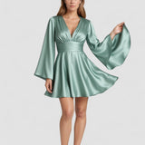 Darla – Rochie de Damă Elegantă Satinată cu Mâneci Largi