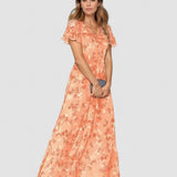 Sofia – Rochie de Damă Maxi cu Flori și Volane Elegante