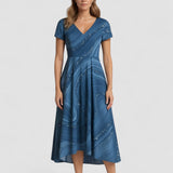 Stella™ | Rochie midi cu model de vortex și decolteu în formă de V