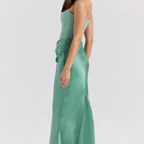 Madison – Rochie Satinată de Damă cu Siluetă Clepsidră Elegantă