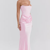 Madison – Rochie Satinată de Damă cu Siluetă Clepsidră Elegantă