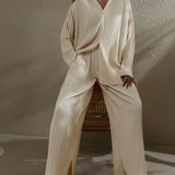 Set de pantaloni din două piese cu buzunare plisate, oversized