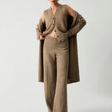 Cardigan lung din trei piese cu pantaloni casual