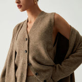 Set de trei piese cu cardigan lung și pantaloni casual