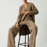 Set de trei piese cu cardigan lung și pantaloni casual