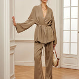 Set de Pantaloni Împăturiti cu Curea pentru Timp Liber