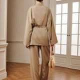 Set de Pantaloni Șifonați cu Curea pentru Îmbrăcăminte Casual