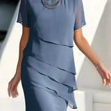 Juna – Rochie Midi din Chiffon Stratificată, Feminină și Elegantă