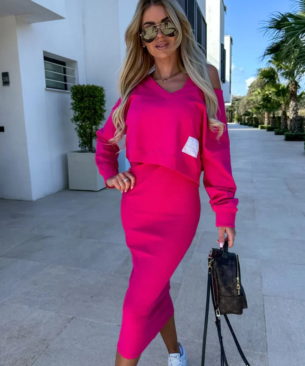 Lana - Set casual cu hanorac și rochie